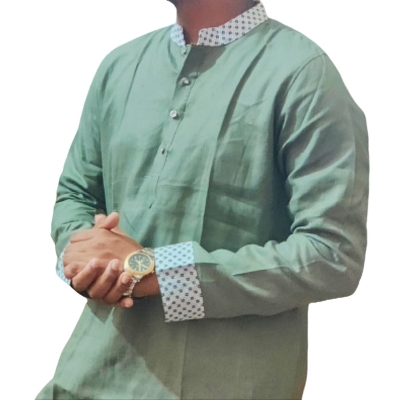 Picture of Cotton Fashion semilong panjabi for men solid colour panjabi for mens
