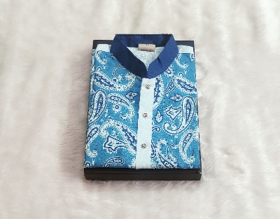 Picture of cotton exclusive print panjabi for mens white colour