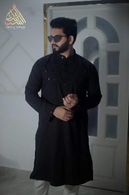 Picture of Mens half body secuance semilong micro stich  panjabi 2024 (snap button with box)