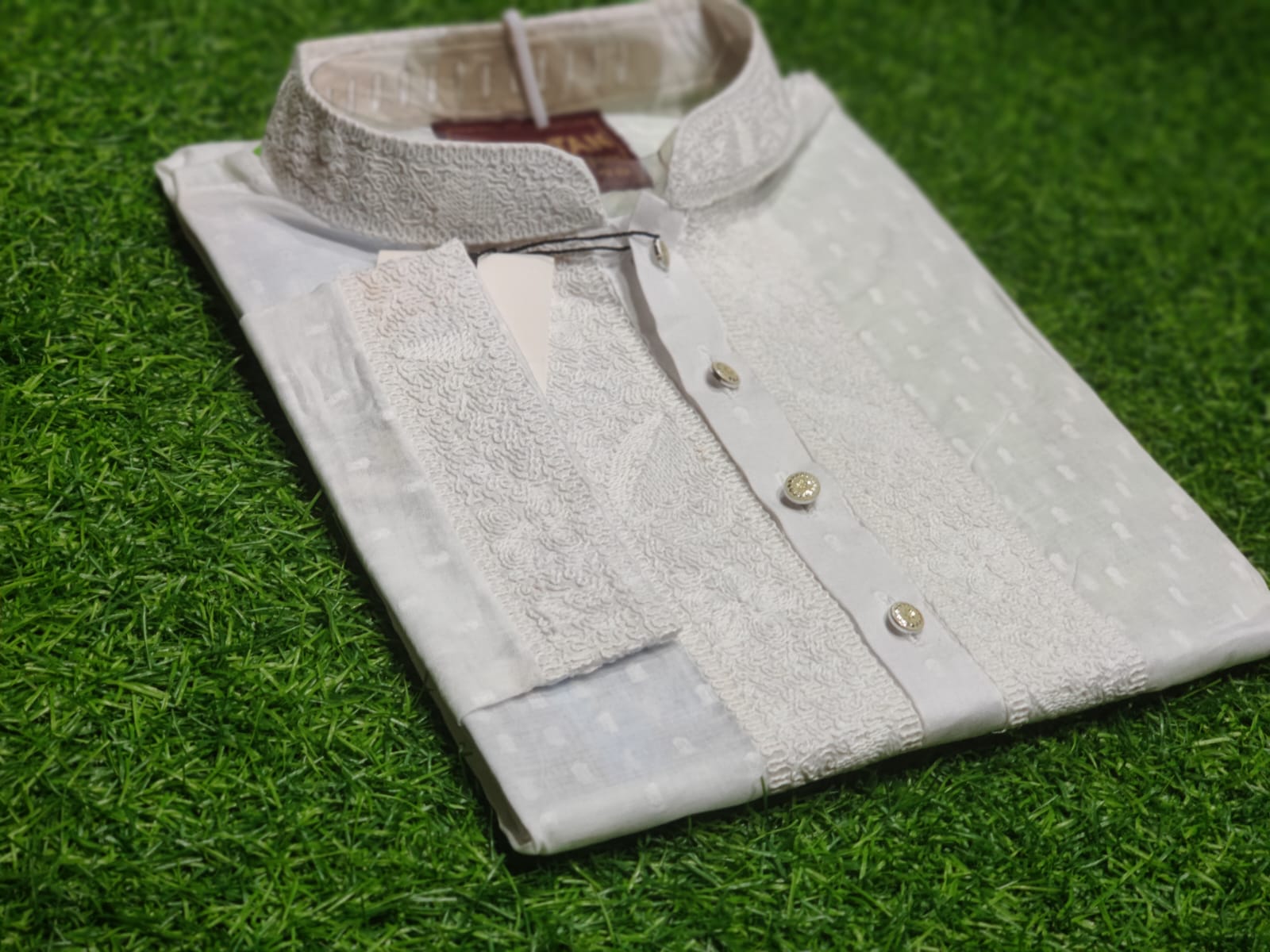 Picture of fat Mens high quality premium white colour panjabi