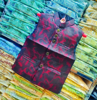 Picture of Indian printed kuti for boys print waist coat for men