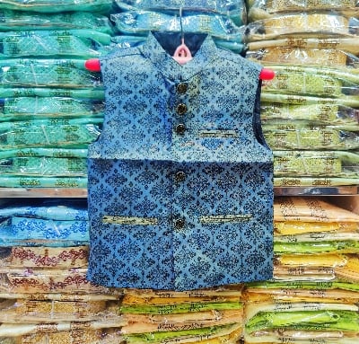 Picture of Boys print waist panjabi coat, indian panjabi coat for boys