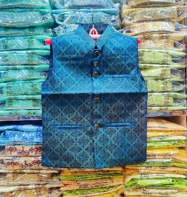 Picture of Boys print waist panjabi coat, indian panjabi coat for boys