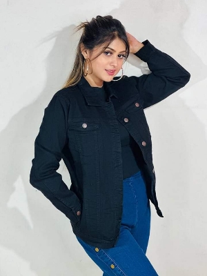 Picture of Ladies winter special black colour export quality  denim