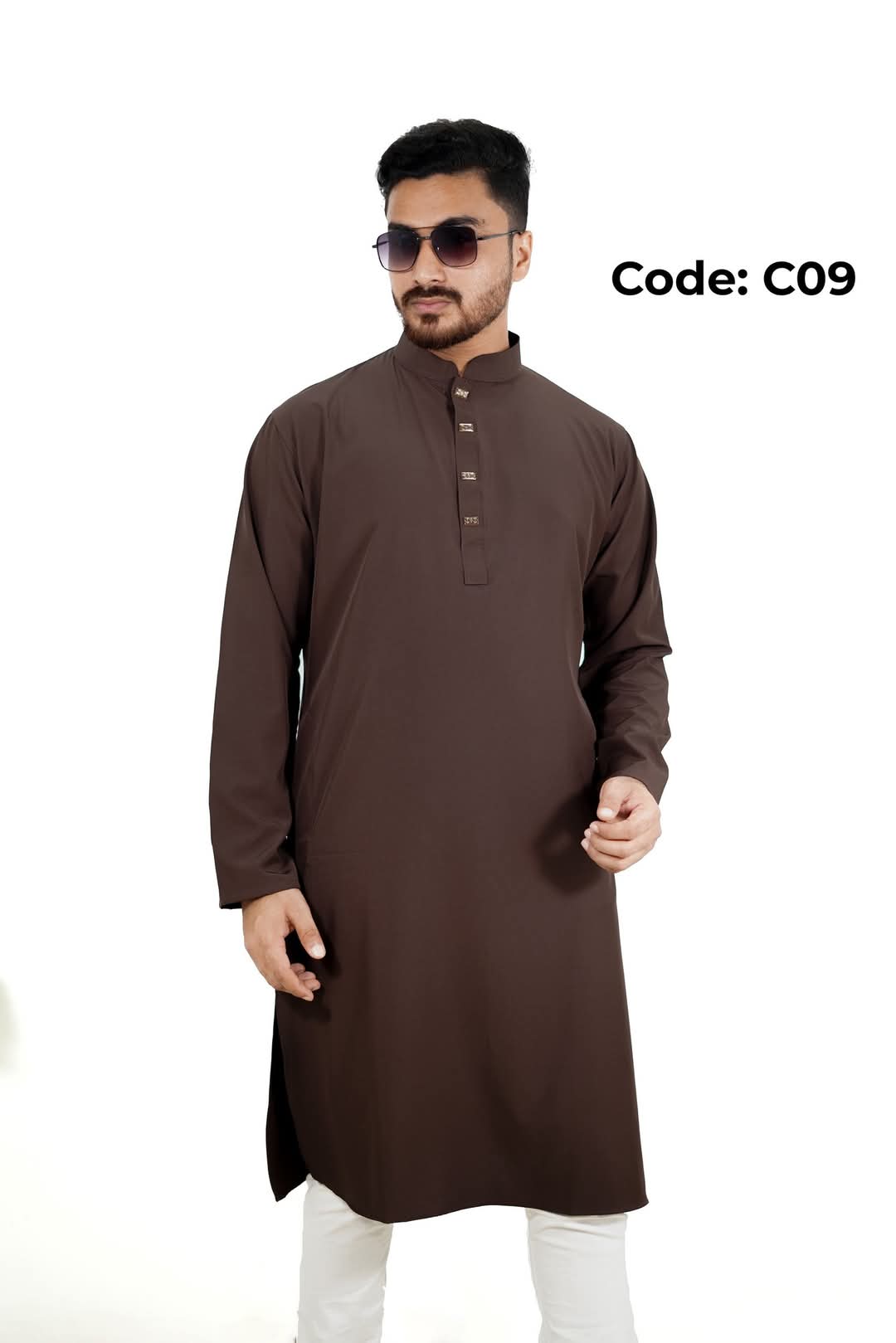 Picture of solid colour vangchur febric desing panjabi for men