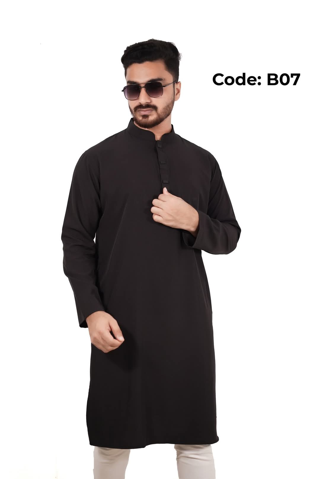 Picture of solid colour vangchur febric desing panjabi for men