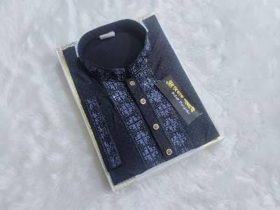Picture of Black Unique Desing print panjabi for mens semilong fasionable panjabi for men