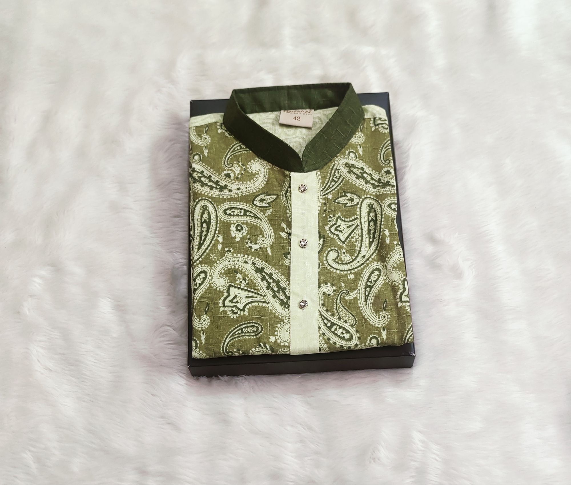 Picture of Mens black ambrodary white colour panjabi for mens