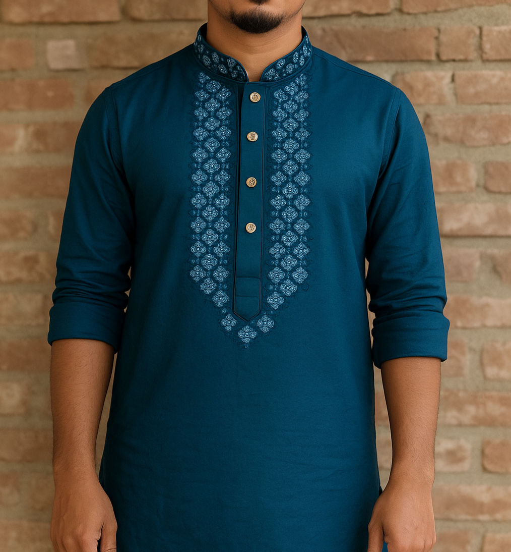 Picture of Mens Premium blue colour panjabi styles look for men
