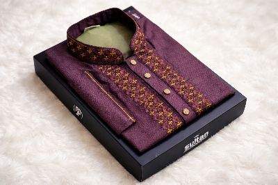 Picture of Red colour cotton febric panjabi for mens 2025