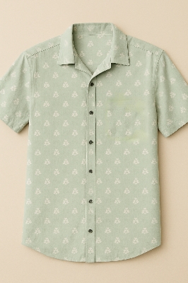 Picture of lilen print drop shoulder shirt for men