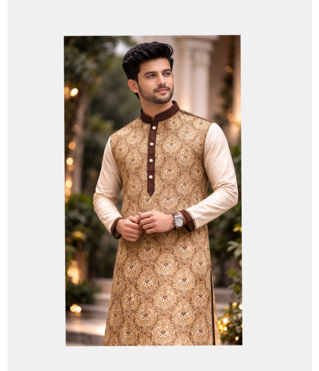 Picture of Mens Premium Digital print Indinan brash cotton fabric panjabi for mens