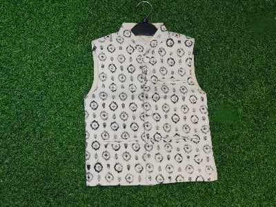 Picture of white ptinted waist coat for boys