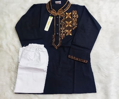 Picture of Super Eid campaign Special cotton Black colour ambrodary work panjabi for Kids and boys