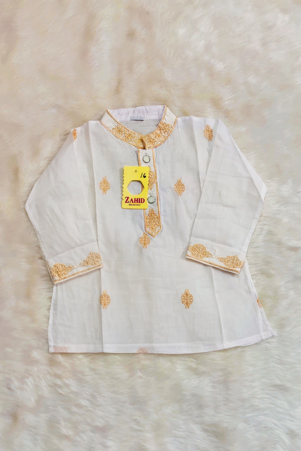 Picture of new bron baby dhuti febric pure cotton full body ambrodary work white colour panjabi