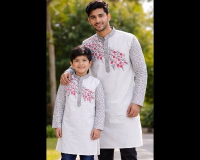 Picture of Mens new Boisakh special panjabi for bap beta matching panjabi