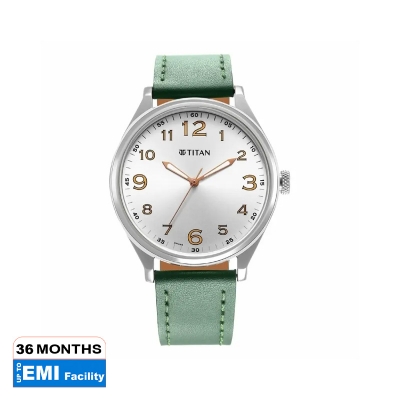 Picture of Titan 1802Sl20 Urban Analog Silver White Dial Leather Strap Watch For Men