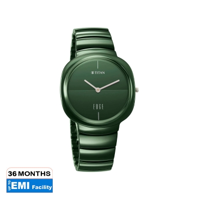 Picture of Titan 1841Qc05 Squircle Camo Quartz Analog Green Dial Ceramic Strap Watch For Unisex