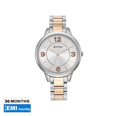 Picture of Titan 2617Km01 Trendsetters Silver White Dial Analog Stainless Steel Strap Watch For Women