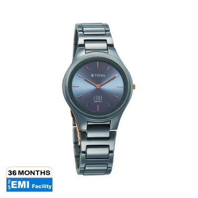 Picture of Titan 2653Qc07 Edge Ceramic Quartz Analog Blue Dial Ceramic Strap Watch