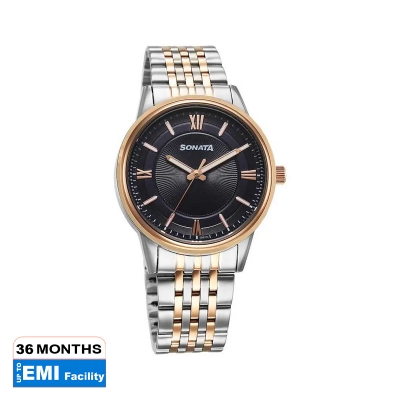 Picture of Sonata Aspire Quartz Analog Silver Dial Leather Strap Watch for Men