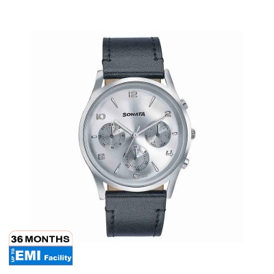 Picture of Sonata Quartz Analog Blue Round Dial Silver Stainless Steel Strap Watch For Men
