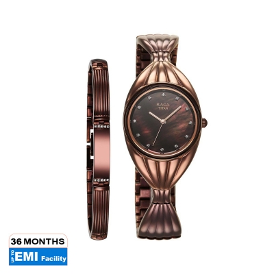 Picture of Titan Raga Memoirs Quartz Analog Mother Of Pearl Dial With Brown Metal Strap Watch For Women