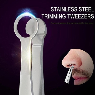 Picture of Universal Nose Hair Trimming Tweezers Round Tip Eyebrow Perfectly Steel Tweezers Nose Tweezer Hair Removal K9D3 Silver