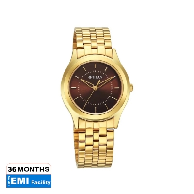 Picture of Titan 1648Ym06 Karishma Zing Quartz Analog Brown Dial Stainless Steel Strap Watch For Men