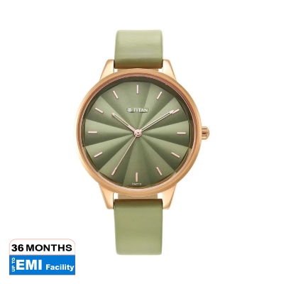 Picture of Titan 2648Wl06 Neo Green Dial Analog Leather Strap Watch For Women