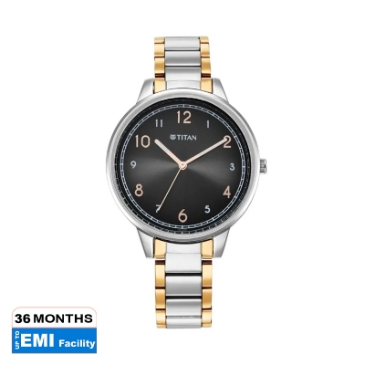 Picture of Titan 2648Km02 Trendsetters Anthracite Dial Women Watch With Stainless Steel Strap