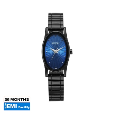 Picture of Titan 2759Nm01 Karishma Quartz Analog Blue Dial Black Stainless Steel Strap Watch For Women