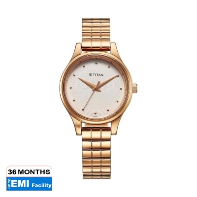 Picture of Titan 2679Wm02 Karishma Quartz Analog Off White Dial Rose Gold Stainless Steel Strap Watch For Women
