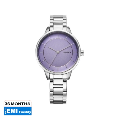 Picture of Titan 2648Sm12 Razzle Dazzle Quartz Analog Mauve Dial Stainless Steel Strap Watch For Women