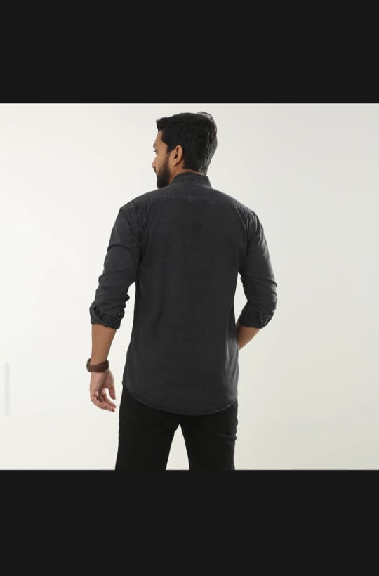 Picture of Black Fashionable Casual Denim Jeans Shirt For Men