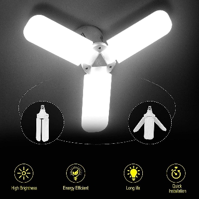 Picture of Foldable Fan Blade LED Bulb 45W short review White