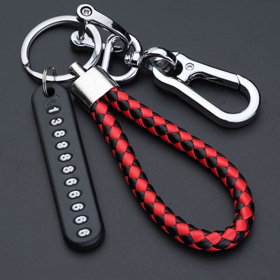Picture of Pendant keychain Phone Number Bicycle Car Auto Motor Cycle Key Ring Anti-Lost Number Plate Mobile Number Red