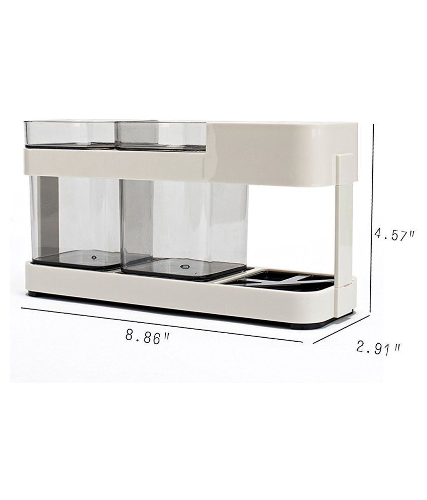 Picture of 2 CUPS With 1 TOOTHBRUSH HOLDER STAND TOOTHPASTE STORAGE RACK REMOVABEL STORAGE ORGANIZER White
