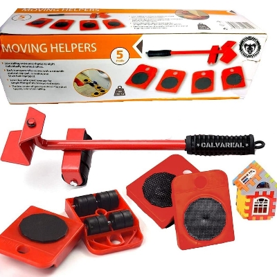 Picture of Furniture Lifter Easy to Move Slider 5 Piece Mobile Tool Set, Heavy Furniture Appliance Moving and Lifting System - Maximum Load Weight 330Lbs Red