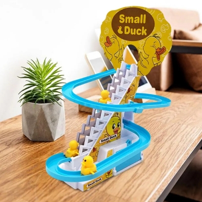 Picture of Electric Cartoon Duck Climbing Music Train Duck Toys Yellow