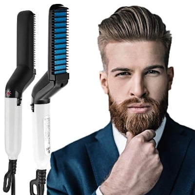 Picture of Beard Straightener Multifunctional Hair Brush Man's Hair Flat Iron Quick Heated Stylish Comb modeling comb