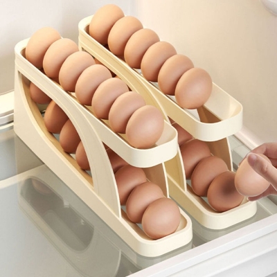 Picture of RUMMAGE Anti-fall Refrigerator Egg Dispenser Automatic Roll Down Double Layer Egg Storage Box ( 2 pcs ) Multicolor