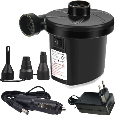 Picture of SKY-TOUCH Electric Air Pump with 3 Nozzles : Family Car Dual Use Inflatables Pump Quick-Fill Perfect Inflator/Deflator Pump for Outdoor Camping Air Beds, Boats Swimming Ring Pool Raft Toy (Black) Black