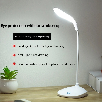 Picture of Necomi® LED Desk Lamp, Table Lamp for Computer/Desktop, Rechargeable, Eye-Caring, Touch Control with USB Charging Port-Bedside Table Lamp for Reading, Study Light for Kids, Home, Office White Multicolor