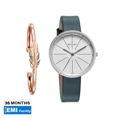 Picture of Titan Stackables Quartz Analog White Dial Leather Strap Watch For Women