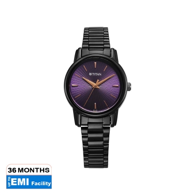 Picture of Titan Karishma Quartz Analog Purple Dial Black Stainless Steel Strap Watch For Women
