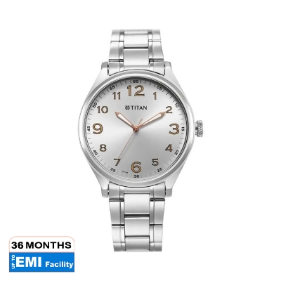 Picture of Titan 1802Sm08 Urban Analog Silver White Dial Metal Strap Watch For Men