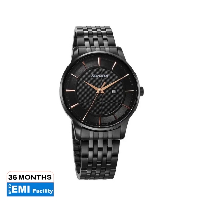 Picture of Sonata Quartz Multifunction Silver Dial Brown Leather Strap Watch For Men