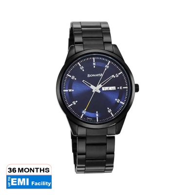 Picture of Sonata Quartz Analog Black Dial Black Leather Strap Watch For Women