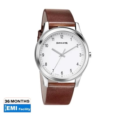 Picture of Sonata White Round Dial Rose Gold Strap Watch For Ladies